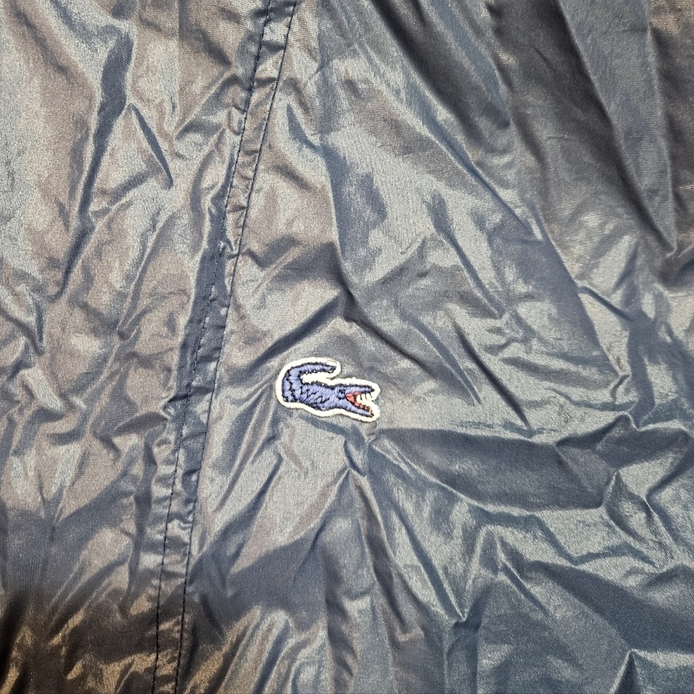 Vintage Izod Lacoste Windbreaker Jacket L Navy Hooded Anorak Packable - Picture 2 of 9